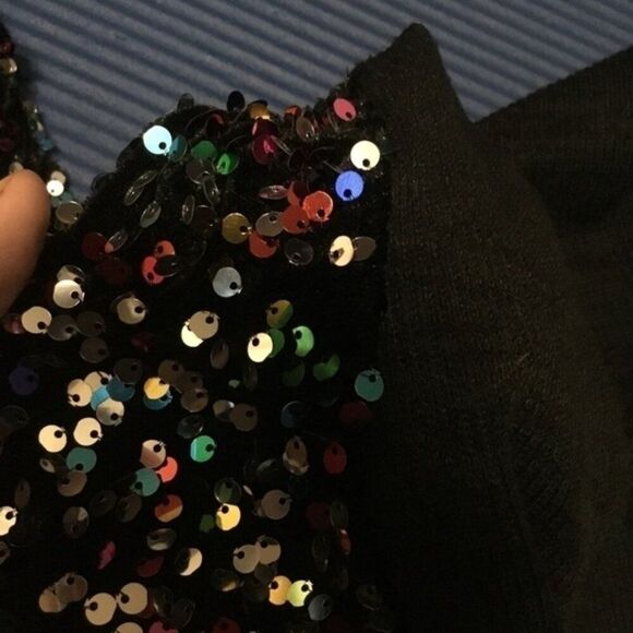 SHEIN Curve Sparkly Sequin Party Long 90s Sleeve Black Sweater Mini Dress 4X - Picture 9 of 9